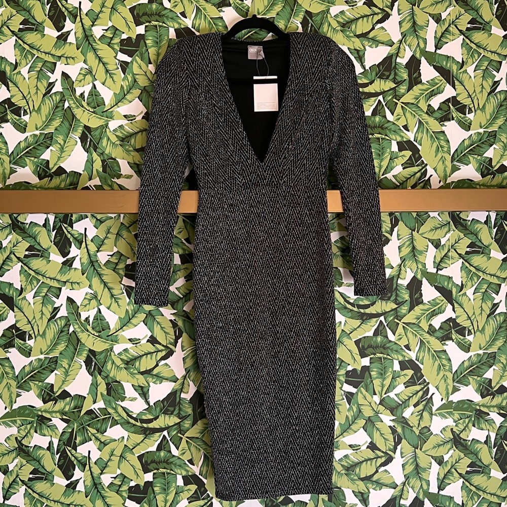 ASOS Deep-V Plunge Midi Dress
